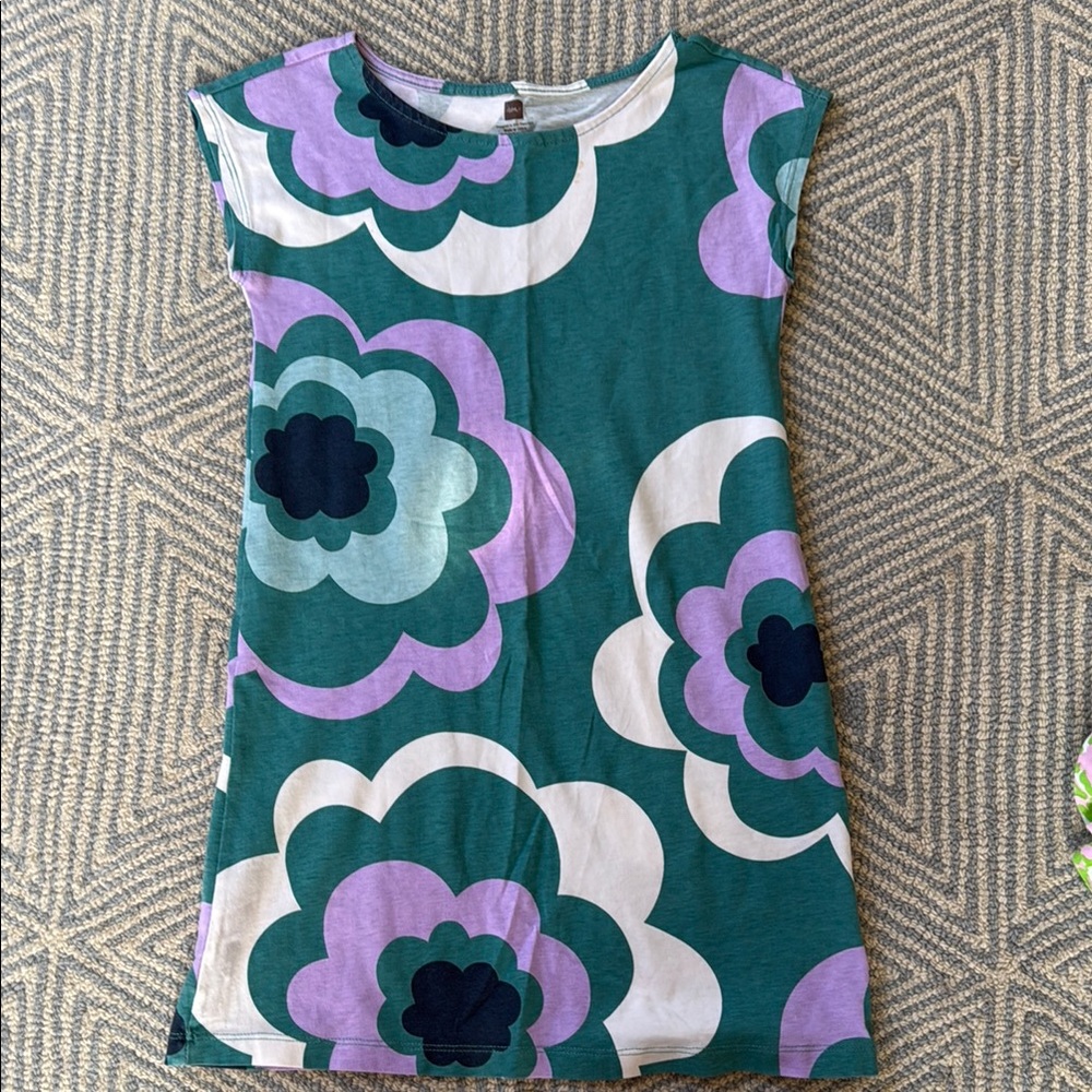 Tea Collection Blue and Purple Sheath Dress Casual Crew Neck